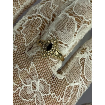 14K YELLOW GOLD SAPPHIRE & DIAMONDS RING SIZE 9