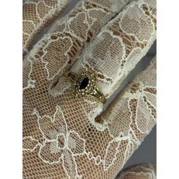 14K YELLOW GOLD SAPPHIRE & DIAMONDS RING SIZE 9