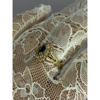 14K YELLOW GOLD SAPPHIRE & DIAMONDS RING SIZE 9