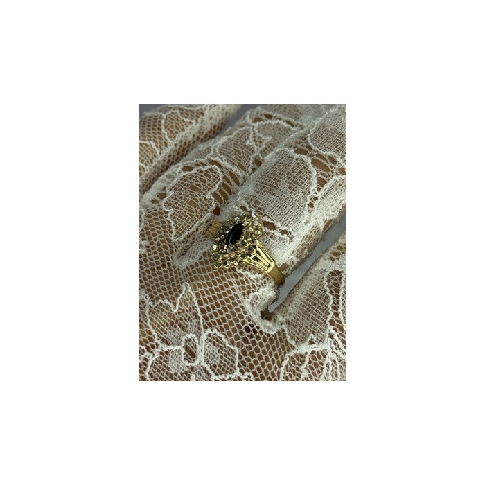 14K YELLOW GOLD SAPPHIRE & DIAMONDS RING SIZE 9