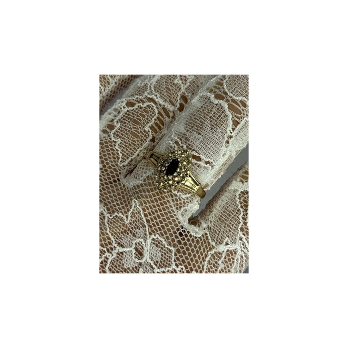 14K YELLOW GOLD SAPPHIRE & DIAMONDS RING SIZE 9