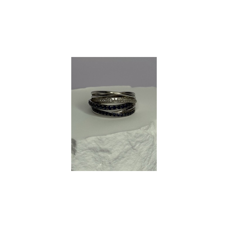 14K WHITE GOLD SAPPHIRE & DIAMONDS RING SIZE 8