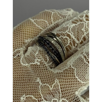 14K WHITE GOLD SAPPHIRE & DIAMONDS RING SIZE 8