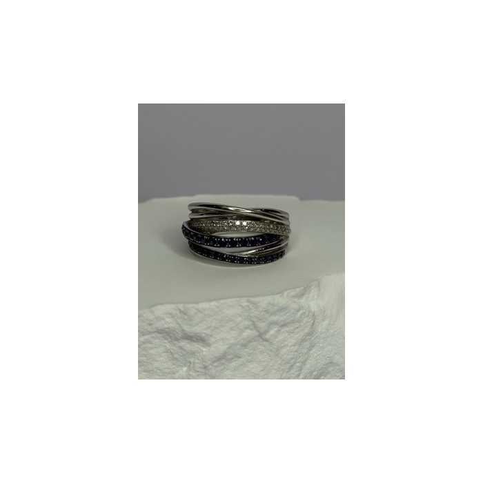 14K WHITE GOLD SAPPHIRE & DIAMONDS RING SIZE 8