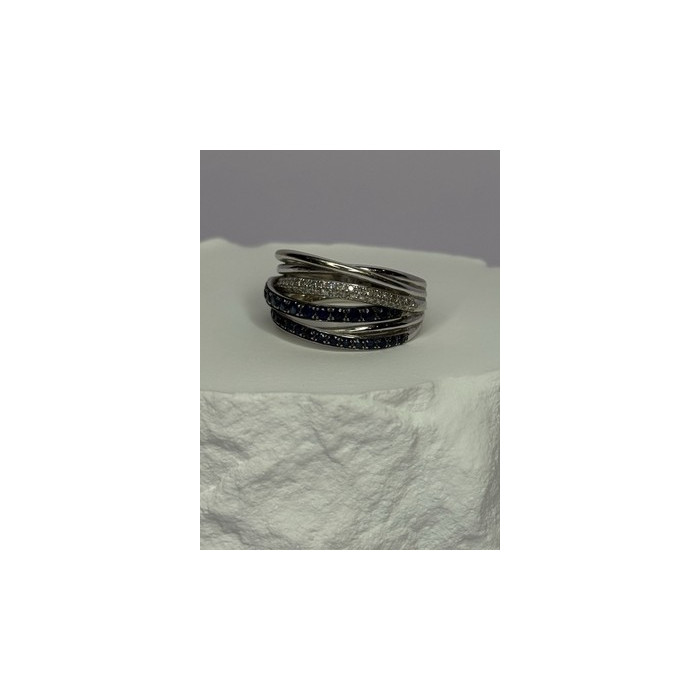 14K WHITE GOLD SAPPHIRE & DIAMONDS RING SIZE 8