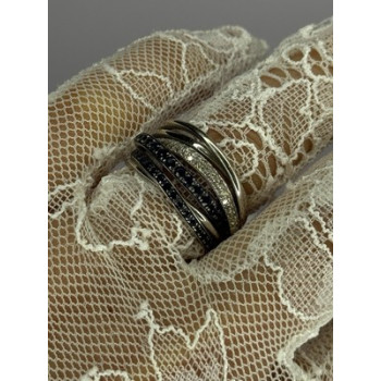 14K WHITE GOLD SAPPHIRE & DIAMONDS RING SIZE 8