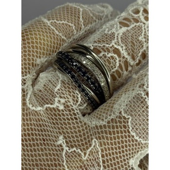 14K WHITE GOLD SAPPHIRE & DIAMONDS RING SIZE 8