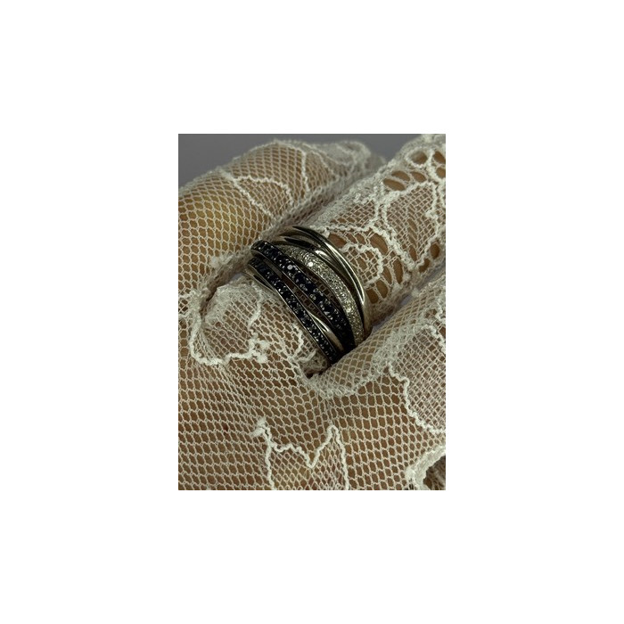 14K WHITE GOLD SAPPHIRE & DIAMONDS RING SIZE 8