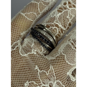 14K WHITE GOLD SAPPHIRE & DIAMONDS RING SIZE 8