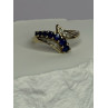 10K YELLOW GOLD BLUE TOPAZ & WHITE TOPAZ RING SIZE 8