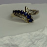 10K Yellow Gold Blue Topaz & White Topaz Ring Size 8