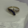 10K Yellow Gold Blue Topaz & White Topaz Ring Size 8
