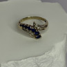 10K Yellow Gold Blue Topaz & White Topaz Ring Size 8