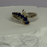 10K Yellow Gold Blue Topaz & White Topaz Ring Size 8