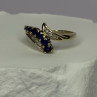 10K Yellow Gold Blue Topaz & White Topaz Ring Size 8