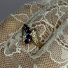 10K Yellow Gold Blue Topaz & White Topaz Ring Size 8