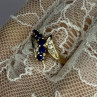 10K Yellow Gold Blue Topaz & White Topaz Ring Size 8