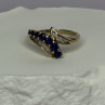 10K Yellow Gold Blue Topaz & White Topaz Ring Size 8