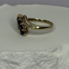 10K Yellow Gold Blue Topaz & White Topaz Ring Size 8