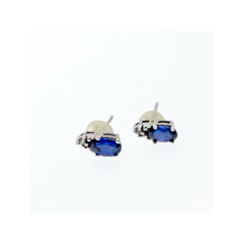 10K WHITE GOLD LONDON BLUE TOPAZ & DIAMONDS EARRINGS
