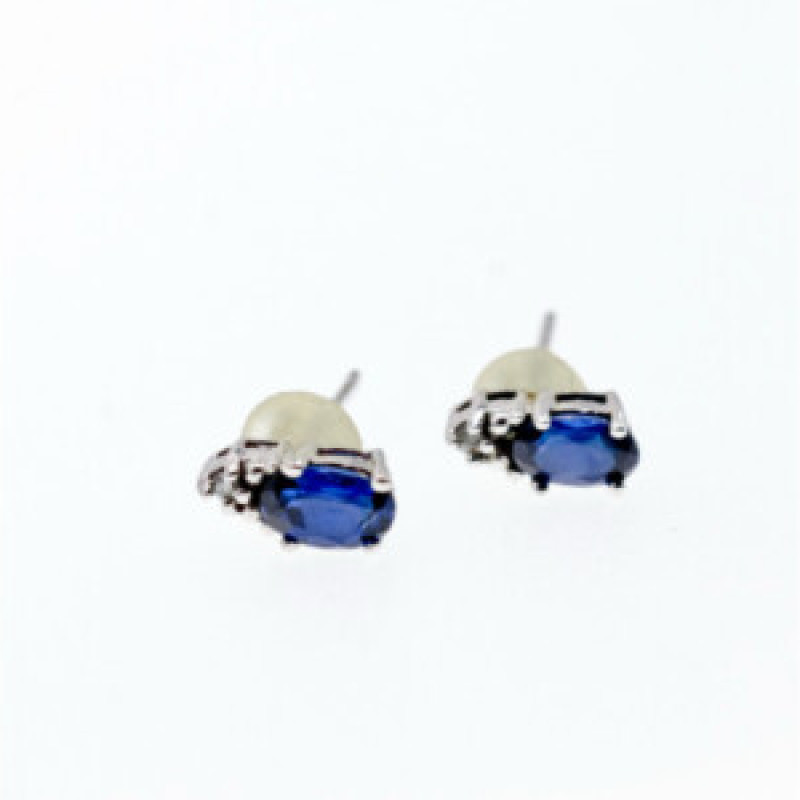 10K White Gold London Blue Topaz & Diamonds Earrings