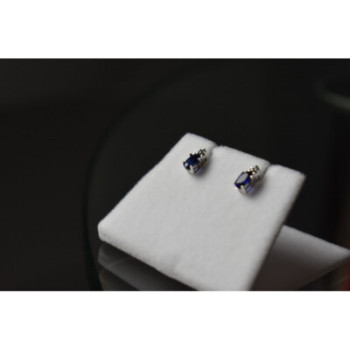 10K WHITE GOLD LONDON BLUE TOPAZ & DIAMONDS EARRINGS