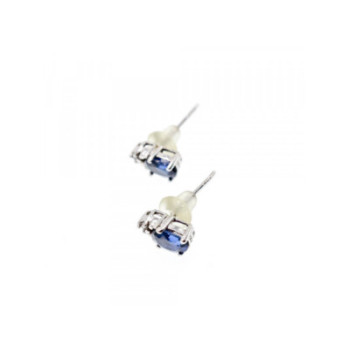 10K WHITE GOLD LONDON BLUE TOPAZ & DIAMONDS EARRINGS
