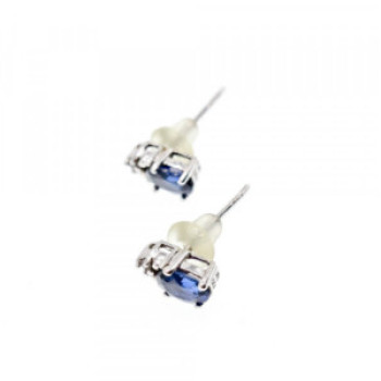10K White Gold London Blue Topaz & Diamonds Earrings