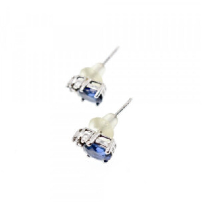 10K White Gold London Blue Topaz & Diamonds Earrings