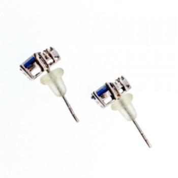 10K White Gold London Blue Topaz & Diamonds Earrings