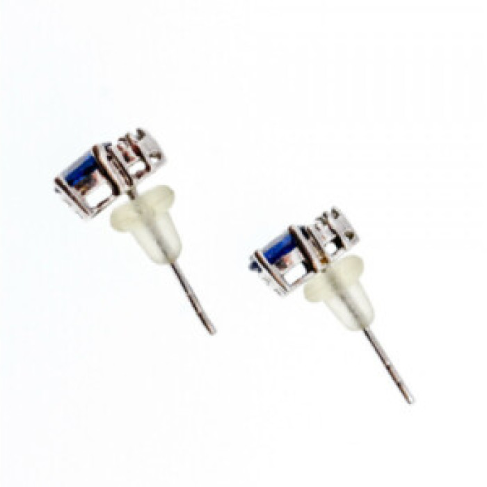 10K White Gold London Blue Topaz & Diamonds Earrings