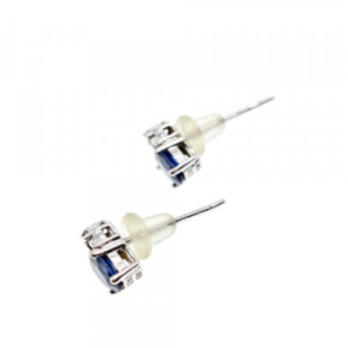 10K White Gold London Blue Topaz & Diamonds Earrings
