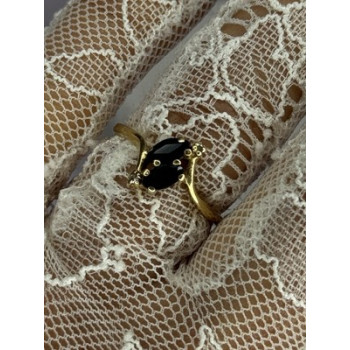 14K YELLOW GOLD SAPPHIRE & DIAMOND RING SIZE 7.5