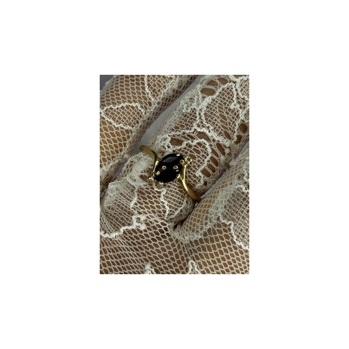 14K YELLOW GOLD SAPPHIRE & DIAMOND RING SIZE 7.5