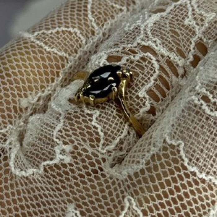 14K Yellow Gold Sapphire & Diamond Ring Size 7.5