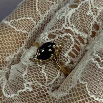 14K Yellow Gold Sapphire & Diamond Ring Size 7.5
