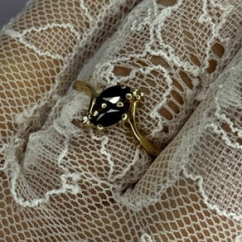 14K Yellow Gold Sapphire & Diamond Ring Size 7.5