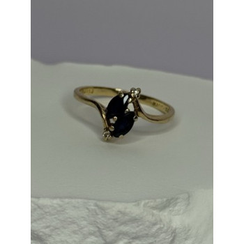 14K YELLOW GOLD SAPPHIRE & DIAMOND RING SIZE 7.5