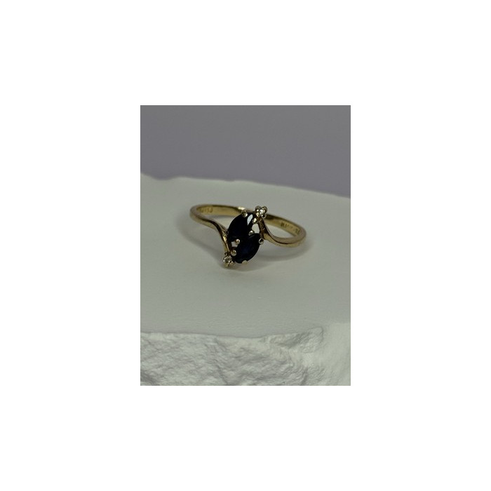 14K YELLOW GOLD SAPPHIRE & DIAMOND RING SIZE 7.5