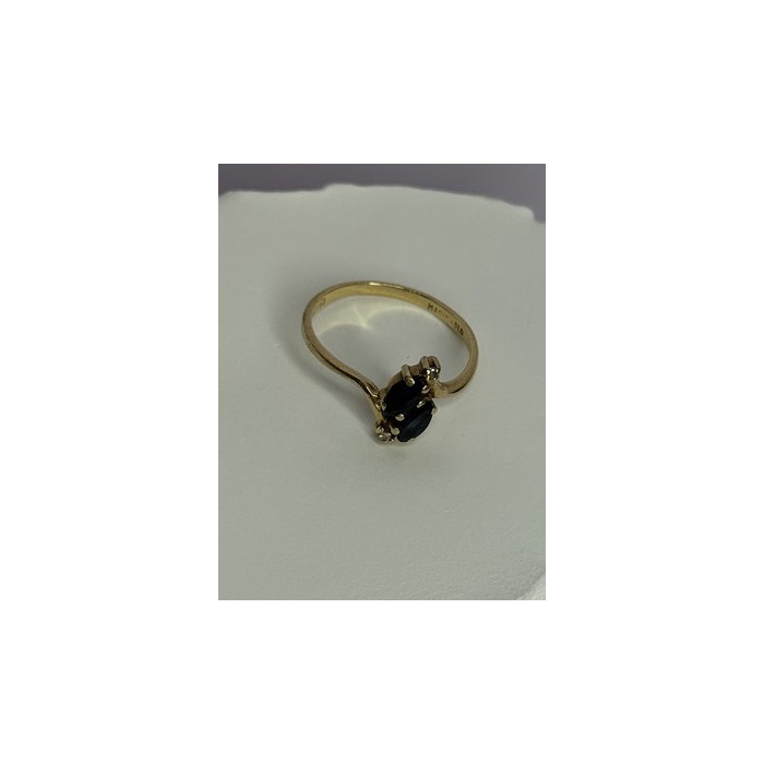 14K YELLOW GOLD SAPPHIRE & DIAMOND RING SIZE 7.5
