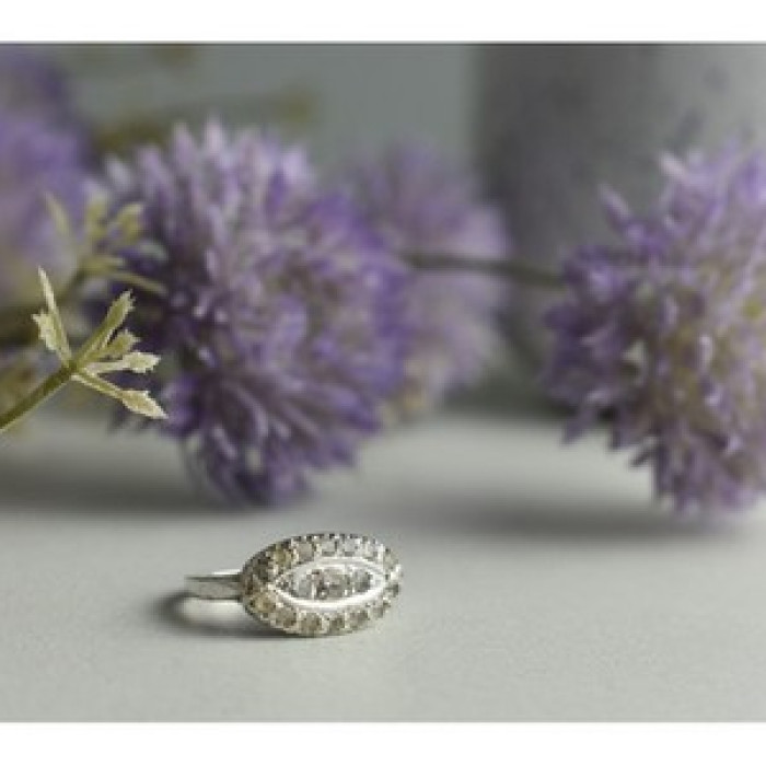 925 Sterling Silver White Beryl/Goshenite Ring Size 5.5
