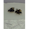 14K YELLOW GOLD SAPPHIRE & DIAMOND DREAM EARRINGS LENGTH 0.4 INCH