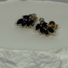 14K Yellow Gold Sapphire & Diamond Dream Earrings Length 0.4 Inch
