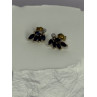 14K YELLOW GOLD SAPPHIRE & DIAMOND DREAM EARRINGS LENGTH 0.4 INCH