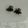 14K Yellow Gold Sapphire & Diamond Dream Earrings Length 0.4 Inch