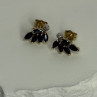 14K Yellow Gold Sapphire & Diamond Dream Earrings Length 0.4 Inch