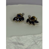 14K YELLOW GOLD SAPPHIRE & DIAMOND DREAM EARRINGS LENGTH 0.4 INCH