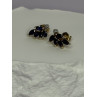 14K YELLOW GOLD SAPPHIRE & DIAMOND DREAM EARRINGS LENGTH 0.4 INCH