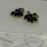 14K Yellow Gold Sapphire & Diamond Dream Earrings Length 0.4 Inch