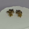 14K Yellow Gold Sapphire & Diamond Dream Earrings Length 0.4 Inch